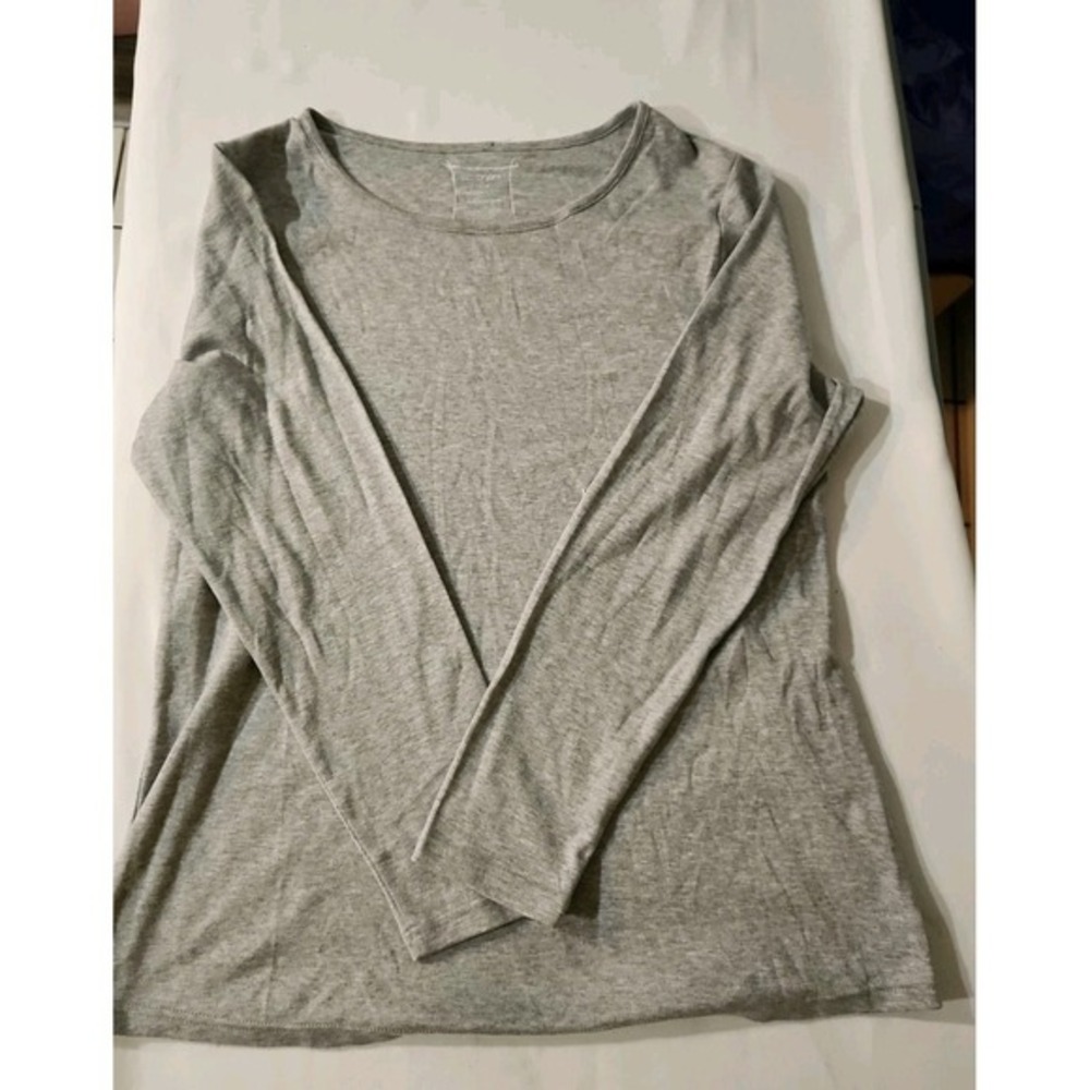 Lane Bryant Heather Gray wide Crew Neck Shirt (14-16) Classic Long Sleeve Top